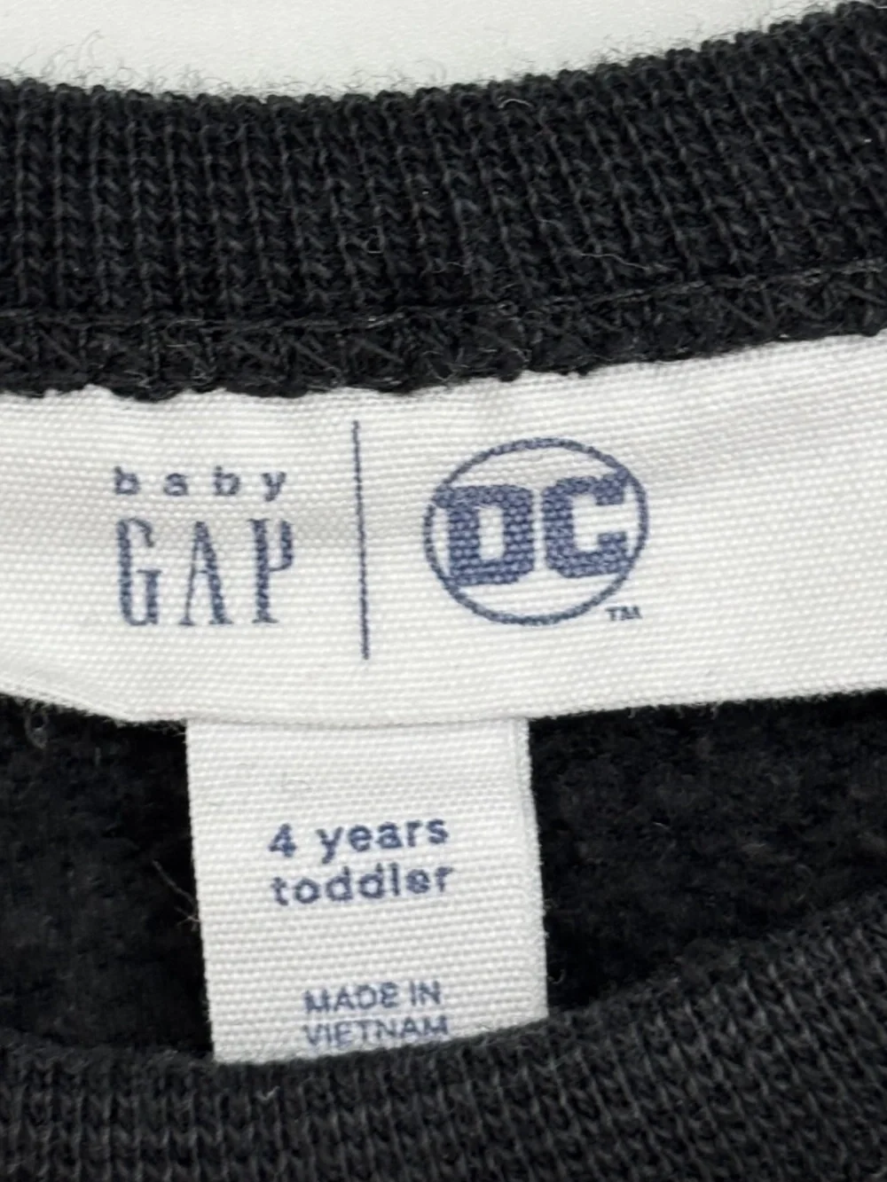 Baby Gap DC Comics Toddler Size 4 Years Sweatshirt Black Batman Graphic Long Slv